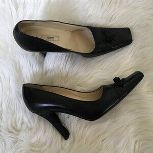 vintage prada leather square toe pumps